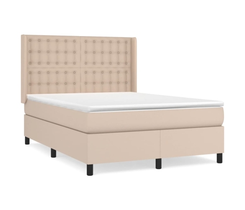 Cama box spring con colchón cuero sintético capuchino 140x190cm