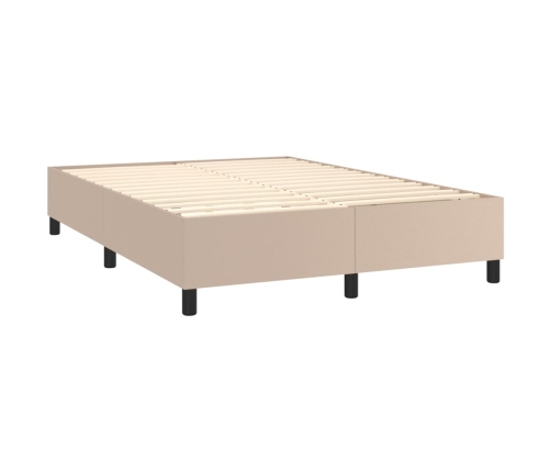 Cama box spring con colchón cuero sintético capuchino 140x190cm