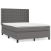Cama box spring con colchón cuero sintético gris 140x200 cm