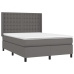 Cama box spring con colchón cuero sintético gris 140x200 cm