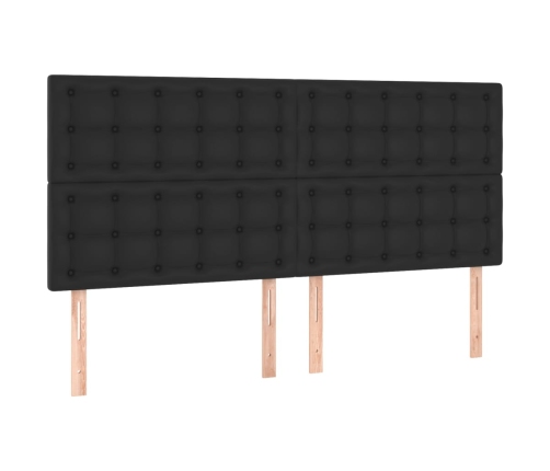 Cama box spring con colchón cuero sintético negro 200x200 cm