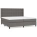 Cama box spring con colchón cuero sintético gris 200x200 cm