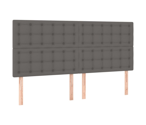 Cama box spring con colchón cuero sintético gris 200x200 cm