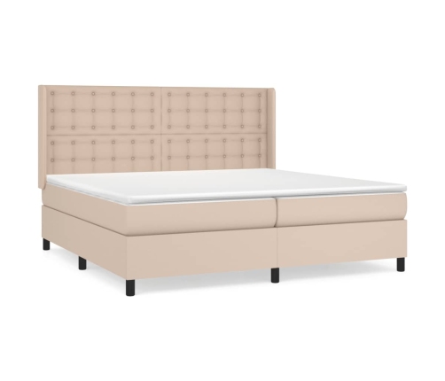 Cama box spring con colchón cuero sintético capuchino 200x200cm