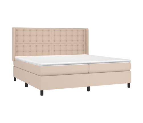 Cama box spring con colchón cuero sintético capuchino 200x200cm