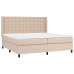 Cama box spring con colchón cuero sintético capuchino 200x200cm