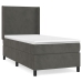 Cama box spring con colchón terciopelo gris oscuro 80x200 cm