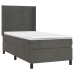 Cama box spring con colchón terciopelo gris oscuro 80x200 cm