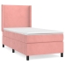 Cama box spring con colchón terciopelo rosa 80x200 cm