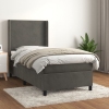 Cama box spring con colchón terciopelo gris oscuro 90x190 cm