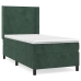 Cama box spring con colchón terciopelo verde oscuro 90x190 cm