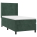 Cama box spring con colchón terciopelo verde oscuro 90x190 cm