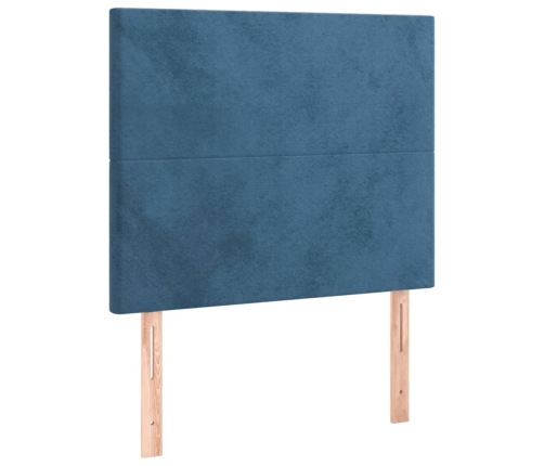 Cama box spring con colchón terciopelo azul oscuro 90x190 cm