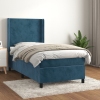 Cama box spring con colchón terciopelo azul oscuro 90x190 cm