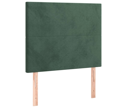 Cama box spring con colchón terciopelo verde oscuro 90x200 cm