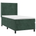 Cama box spring con colchón terciopelo verde oscuro 100x200 cm