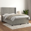 Cama box spring con colchón terciopelo gris claro 140x190 cm