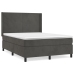 Cama box spring con colchón terciopelo gris oscuro 140x190 cm