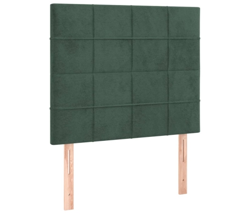 Cama box spring con colchón terciopelo verde oscuro 140x200 cm