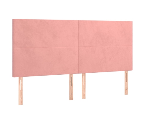 Cama box spring con colchón terciopelo rosa 160x200 cm