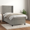 Cama box spring con colchón terciopelo gris claro 80x200 cm