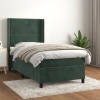 Cama box spring con colchón terciopelo verde oscuro 80x200 cm