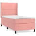 Cama box spring con colchón terciopelo rosa 80x200 cm