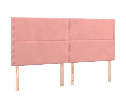 Cama box spring con colchón terciopelo rosa 80x200 cm