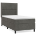 Cama box spring con colchón terciopelo gris oscuro 90x190 cm