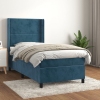 Cama box spring con colchón terciopelo azul oscuro 90x190 cm