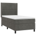 Cama box spring con colchón terciopelo gris oscuro 90x200 cm