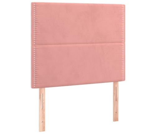 Cama box spring con colchón terciopelo rosa 90x200 cm