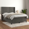 Cama box spring con colchón terciopelo gris oscuro 140x200 cm