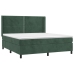 Cama box spring con colchón terciopelo verde oscuro 160x200 cm