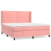 Cama box spring con colchón terciopelo rosa 160x200 cm