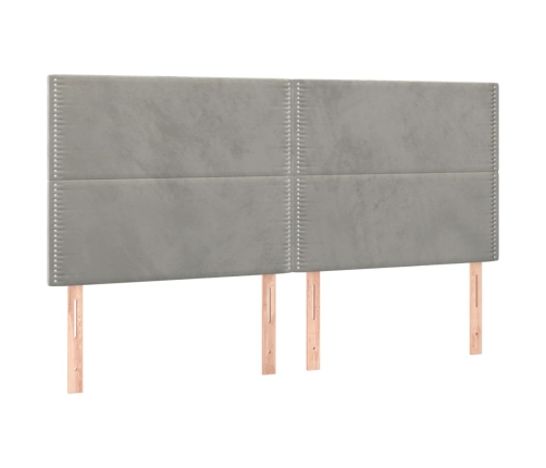 Cama box spring con colchón terciopelo gris claro 200x200 cm