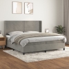 Cama box spring con colchón terciopelo gris claro 200x200 cm