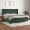 Cama box spring con colchón terciopelo verde oscuro 200x200 cm