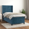 Cama box spring con colchón terciopelo azul oscuro 80x200 cm