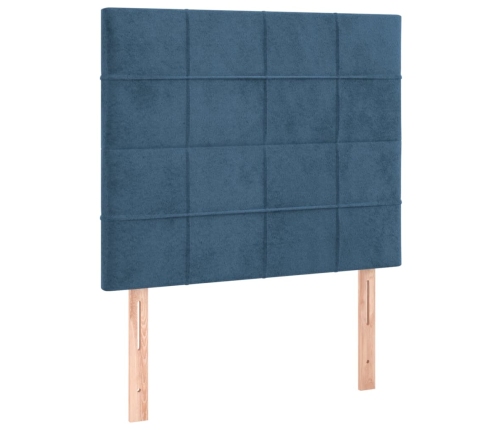 Cama box spring con colchón terciopelo azul oscuro 90x190 cm