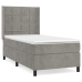 Cama box spring con colchón terciopelo gris claro 90x190 cm