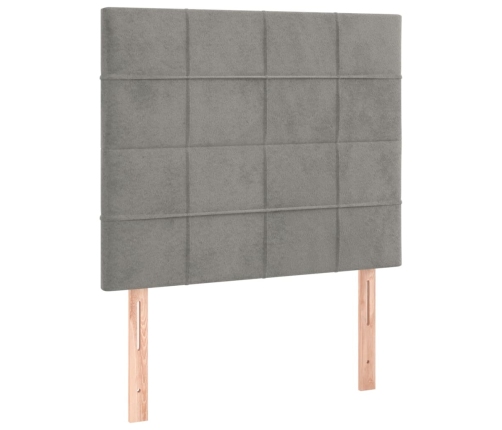 Cama box spring con colchón terciopelo gris claro 100x200 cm