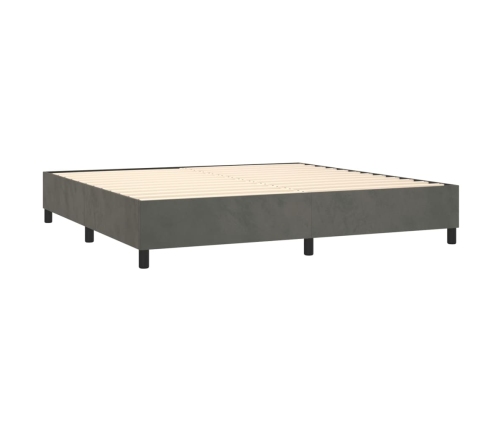 Cama box spring con colchón terciopelo gris oscuro 180x200 cm