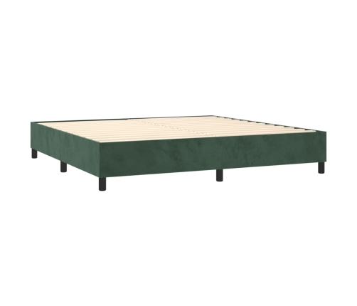 Cama box spring con colchón terciopelo verde oscuro 180x200 cm