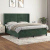 Cama box spring con colchón terciopelo verde oscuro 180x200 cm