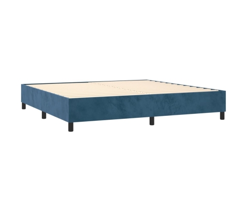 Cama box spring con colchón terciopelo azul oscuro 180x200 cm