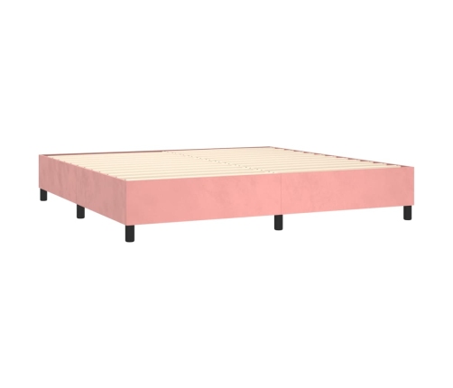 Cama box spring con colchón terciopelo rosa 180x200 cm