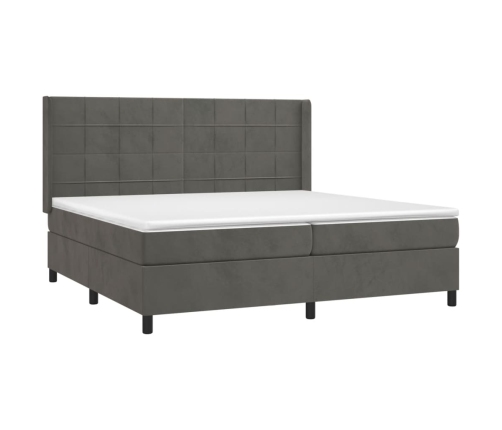 Cama box spring con colchón terciopelo gris oscuro 200x200 cm