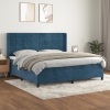 Cama box spring con colchón terciopelo azul oscuro 200x200 cm