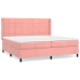 Cama box spring con colchón terciopelo rosa 200x200 cm